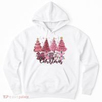 Merry Christmas Lights Pink Tree Gift Xmas Holidays Hoodie thumb 0