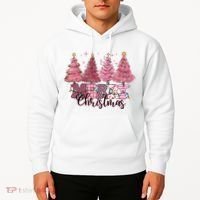 Merry Christmas Lights Pink Tree Gift Xmas Holidays Hoodie thumb 2