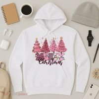 Merry Christmas Lights Pink Tree Gift Xmas Holidays Hoodie thumb 3