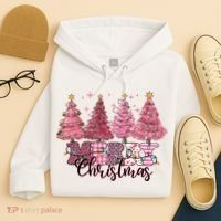 Merry Christmas Lights Pink Tree Gift Xmas Holidays Hoodie thumb 4