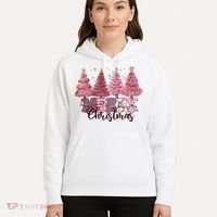 Merry Christmas Lights Pink Tree Gift Xmas Holidays Hoodie thumb 5