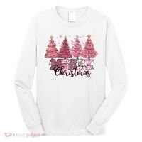 Merry Christmas Lights Pink Tree Gift Xmas Holidays Long Sleeve Shirt thumb 0