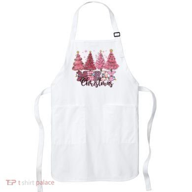 Merry Christmas Lights Pink Tree Gift Xmas Holidays Apron