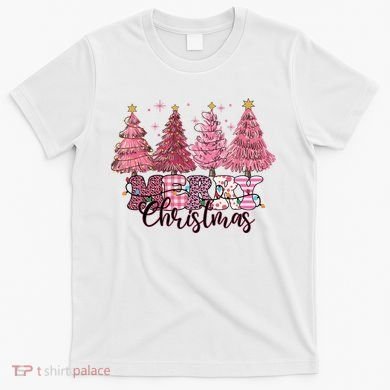 Merry Christmas Lights Pink Tree Gift Xmas Holidays T-Shirt