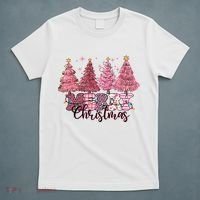 Merry Christmas Lights Pink Tree Gift Xmas Holidays T-Shirt thumb 5