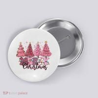 Merry Christmas Lights Pink Tree Gift Xmas Holidays Button thumb 0