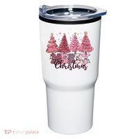 Merry Christmas Lights Pink Tree Gift Xmas Holidays Tumbler thumb 0
