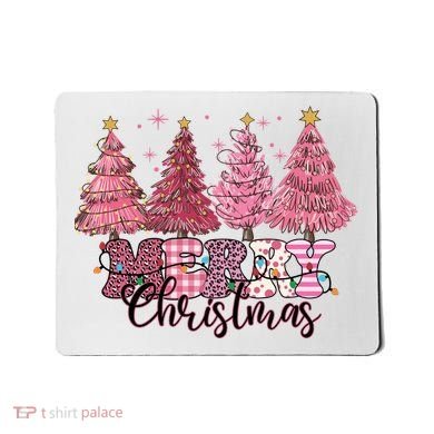 Merry Christmas Lights Pink Tree Gift Xmas Holidays Mousepad