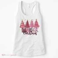 Merry Christmas Lights Pink Tree Gift Xmas Holidays Women's Tank Top thumb 0