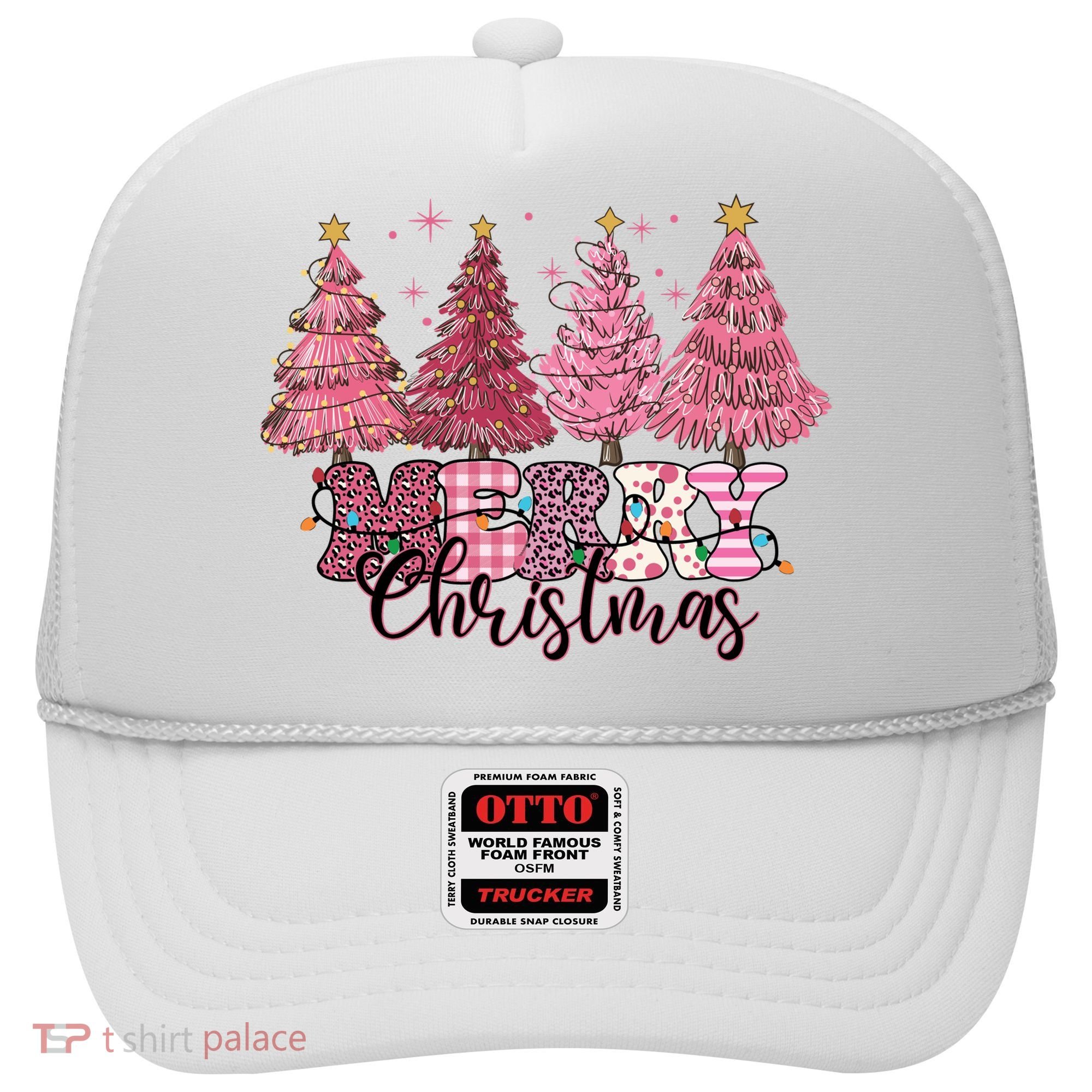 Merry Christmas Lights Pink Tree Gift Xmas Holidays Hat