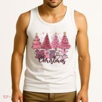 Merry Christmas Lights Pink Tree Gift Xmas Holidays Tank Top thumb 3