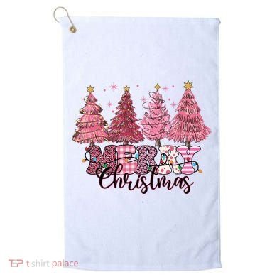 Merry Christmas Lights Pink Tree Gift Xmas Holidays Golf Towel