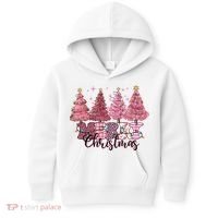 Merry Christmas Lights Pink Tree Gift Xmas Holidays Kids Hoodie thumb 0
