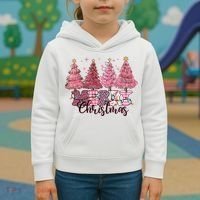 Merry Christmas Lights Pink Tree Gift Xmas Holidays Kids Hoodie thumb 3