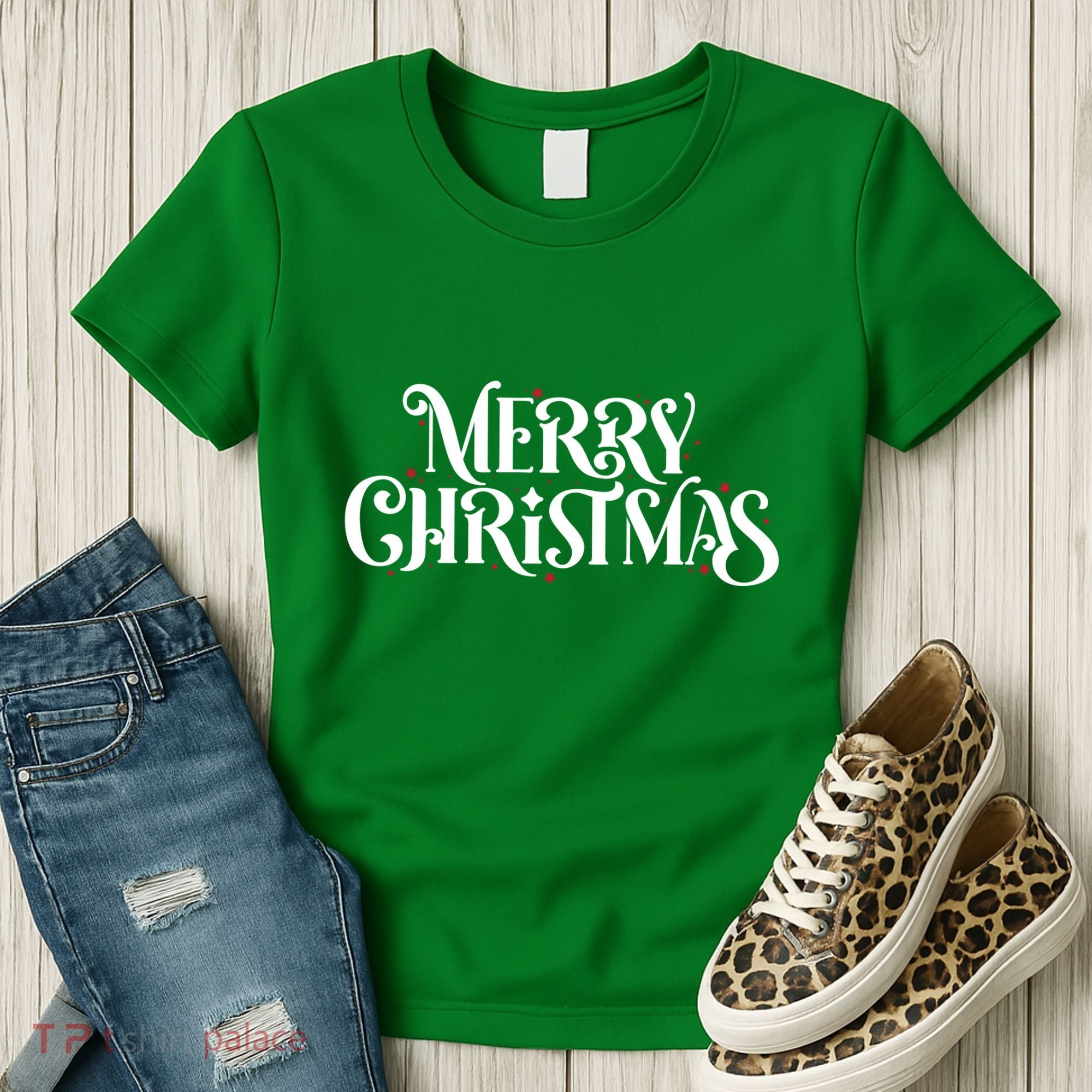 Merry Christmas Lights Festive Family Matching Women's T-Shirt