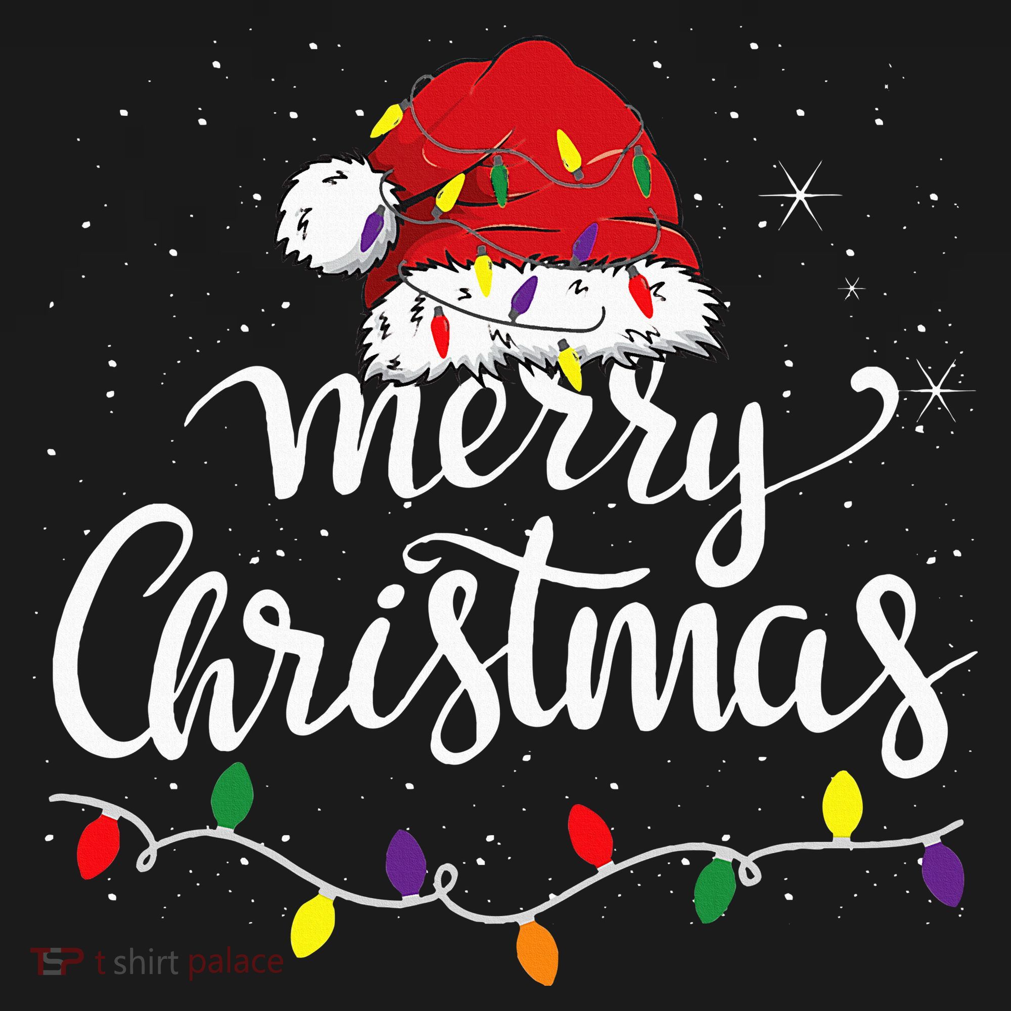 Merry Christmas Lights Red Santa Hat Xmas Family Sweatshirt