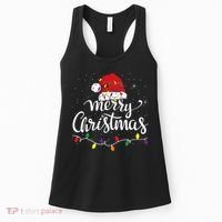 Merry Christmas Lights Red Santa Hat Xmas Family Women's Tank Top thumb 0