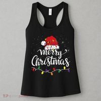 Merry Christmas Lights Red Santa Hat Xmas Family Women's Tank Top thumb 3
