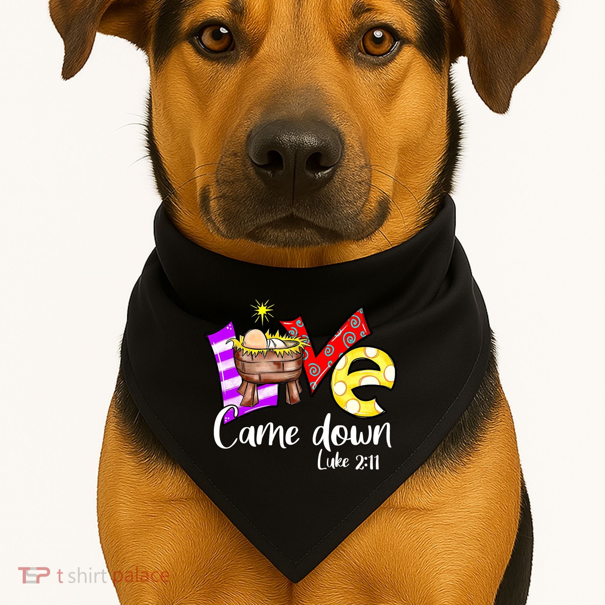 Merry Christmas Love Came Down Luke-211 Thanksgiving Jesus USA-Made Doggie Bandana