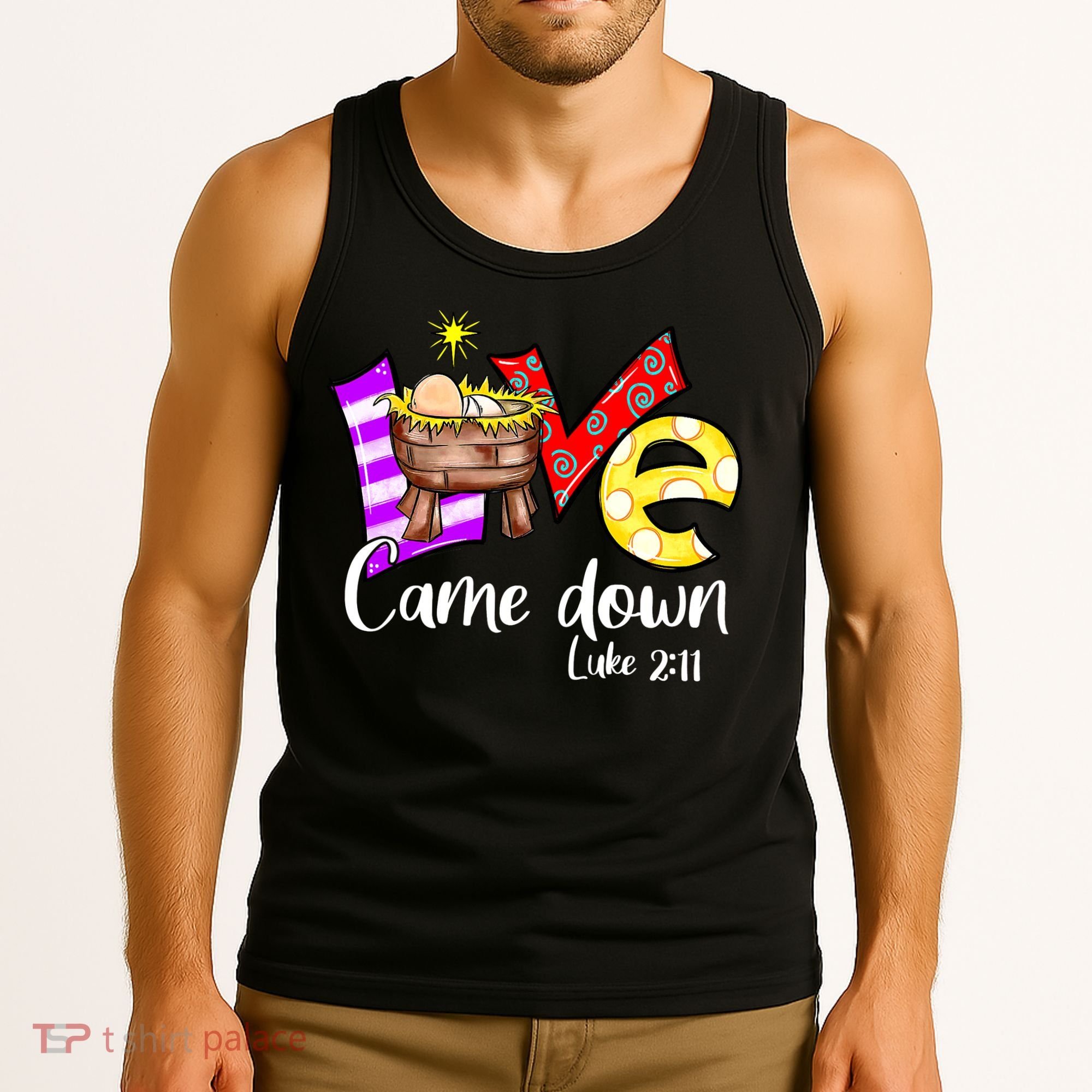 Merry Christmas Love Came Down Luke-211 Thanksgiving Jesus Tank Top
