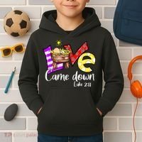Merry Christmas Love Came Down Luke-211 Thanksgiving Jesus Kids Hoodie thumb 2