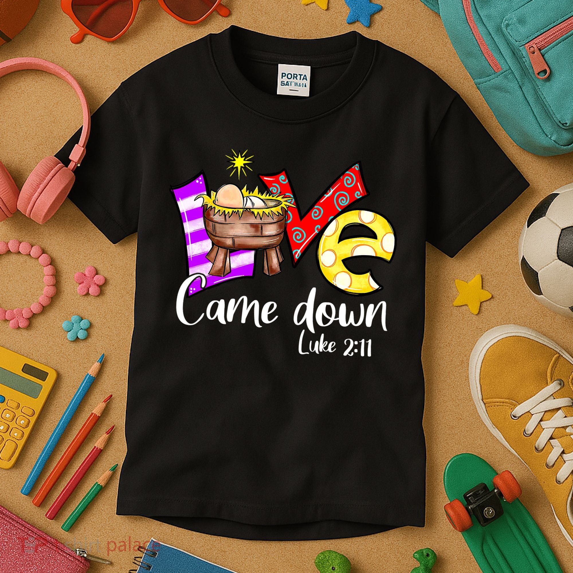 Merry Christmas Love Came Down Luke-211 Thanksgiving Jesus Kids T-Shirt