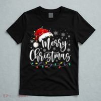 Merry Christmas Lights Red Santa Hat Xmas Family T-Shirt thumb 5