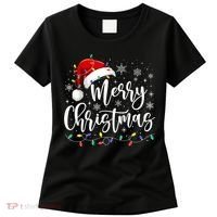 Merry Christmas Lights Red Santa Hat Xmas Family Women's T-Shirt thumb 0