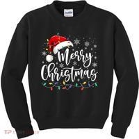 Merry Christmas Lights Red Santa Hat Xmas Family Kids Sweatshirt thumb 0