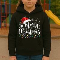 Merry Christmas Lights Red Santa Hat Xmas Family Kids Hoodie thumb 3