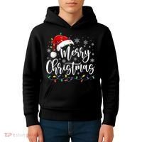 Merry Christmas Lights Red Santa Hat Xmas Family Kids Hoodie thumb 4