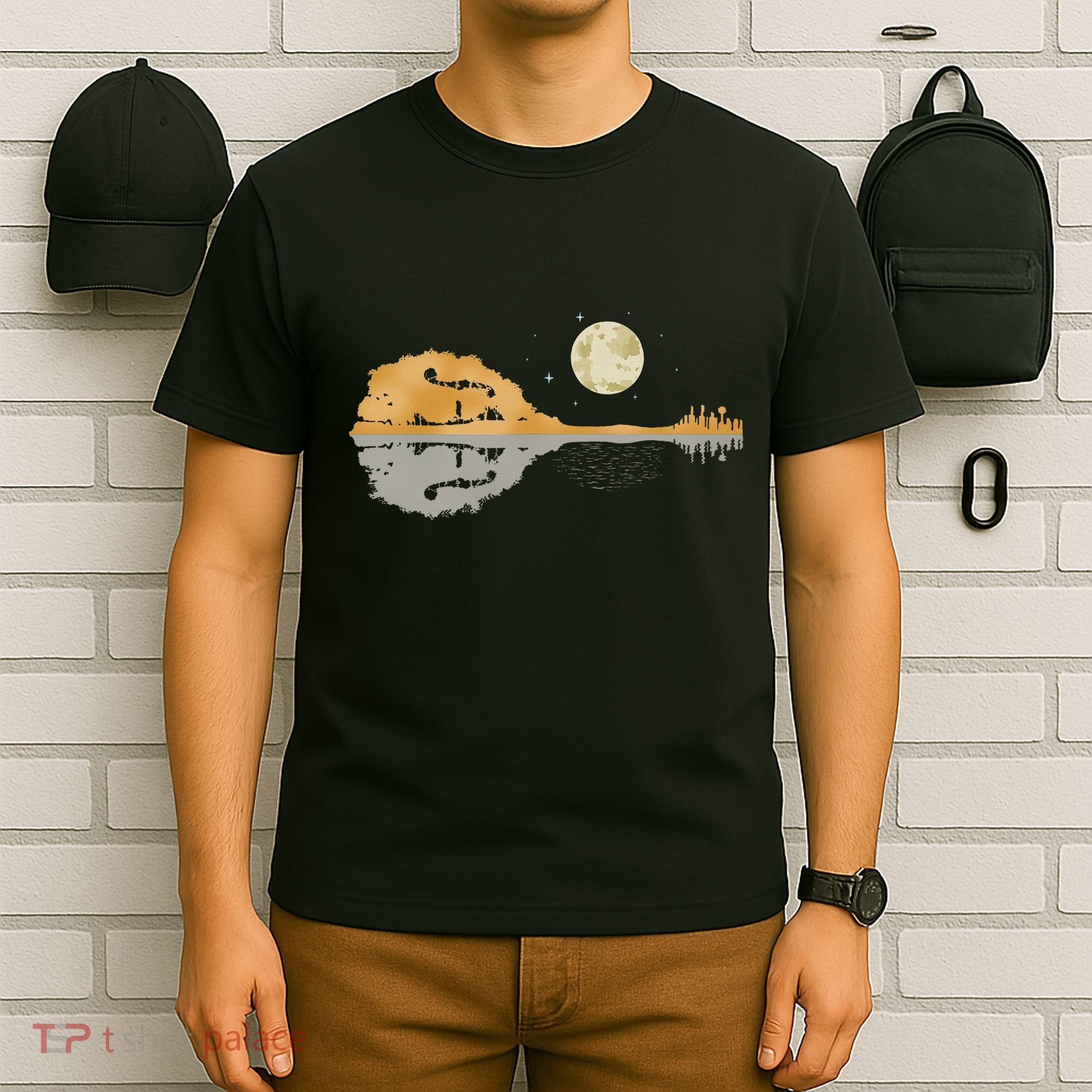 Mandolin Country Music Moon Bluegrass T-Shirt