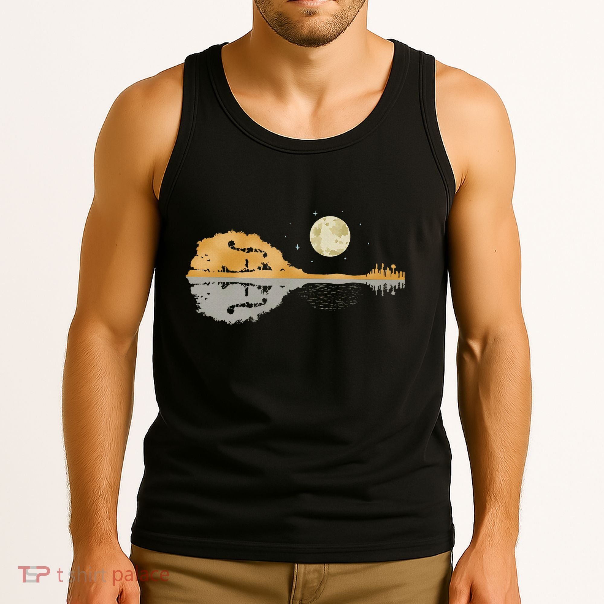 Mandolin Country Music Moon Bluegrass Tank Top