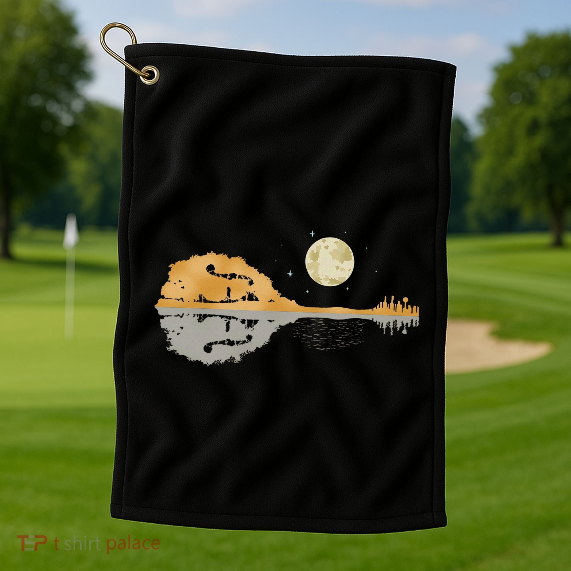 Mandolin Country Music Moon Bluegrass Golf Towel