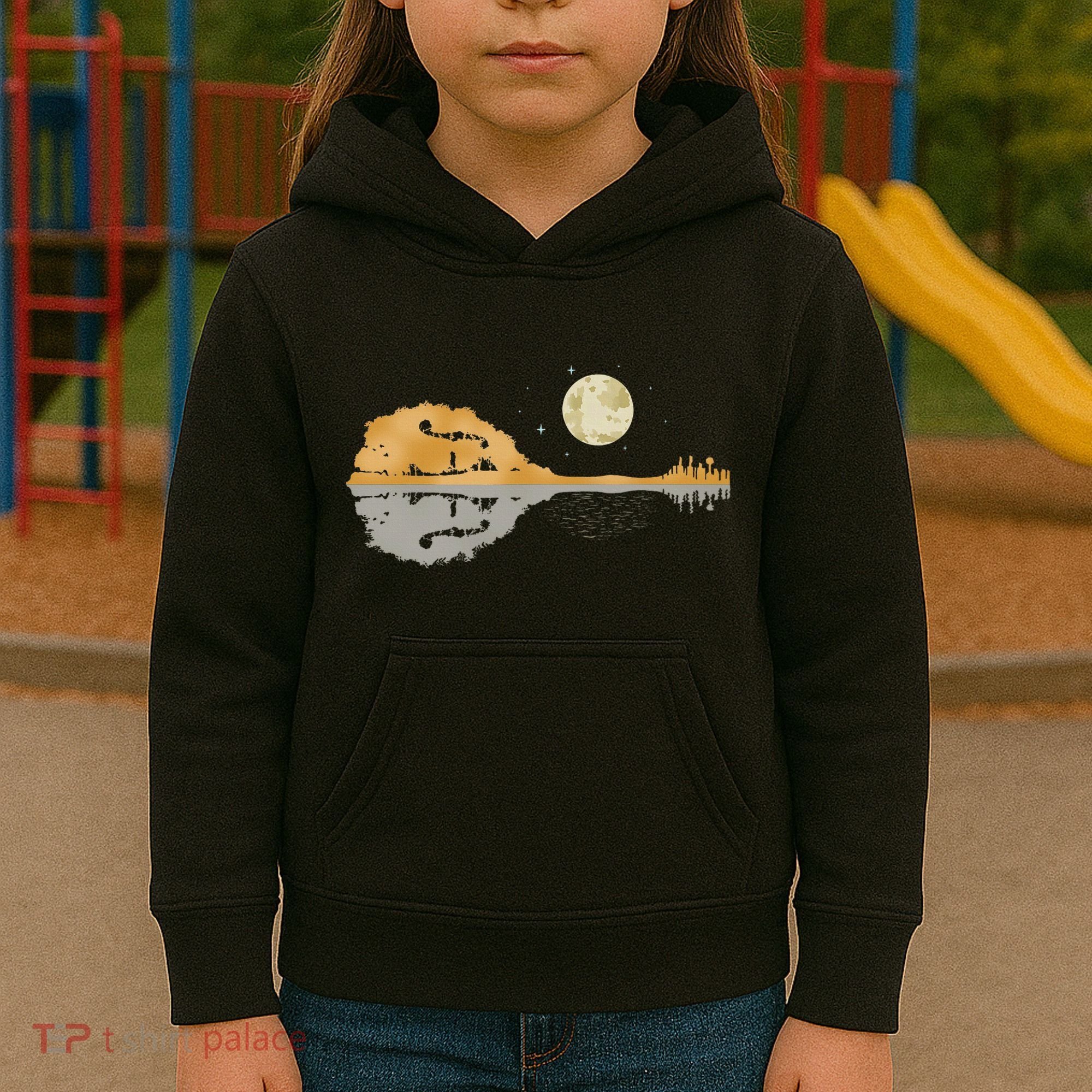 Mandolin Country Music Moon Bluegrass Kids Hoodie