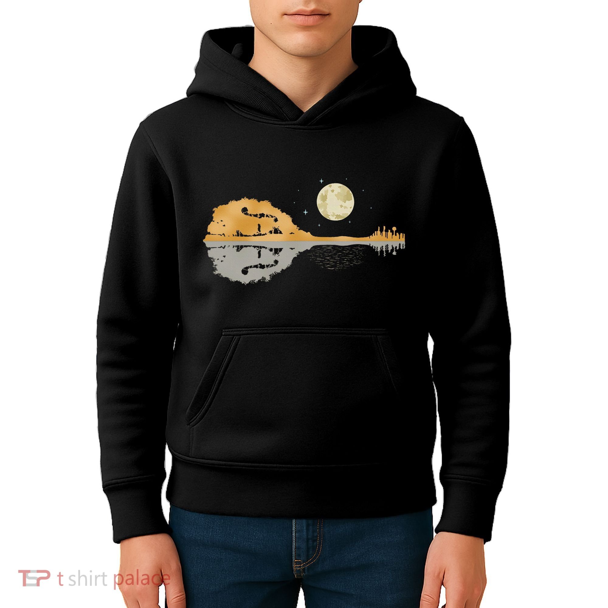 Mandolin Country Music Moon Bluegrass Kids Hoodie