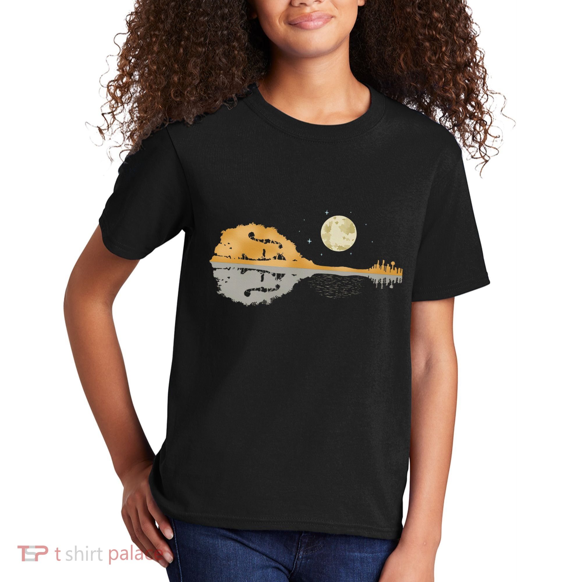 Mandolin Country Music Moon Bluegrass Kids T-Shirt