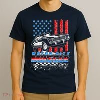 Motor City Muscle American USA Flag Muscle Car Fan T-Shirt thumb 3