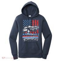 Motor City Muscle American USA Flag Muscle Car Fan Women's Hoodie thumb 0