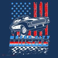 Motor City Muscle American USA Flag Muscle Car Fan Women's Hoodie thumb 2