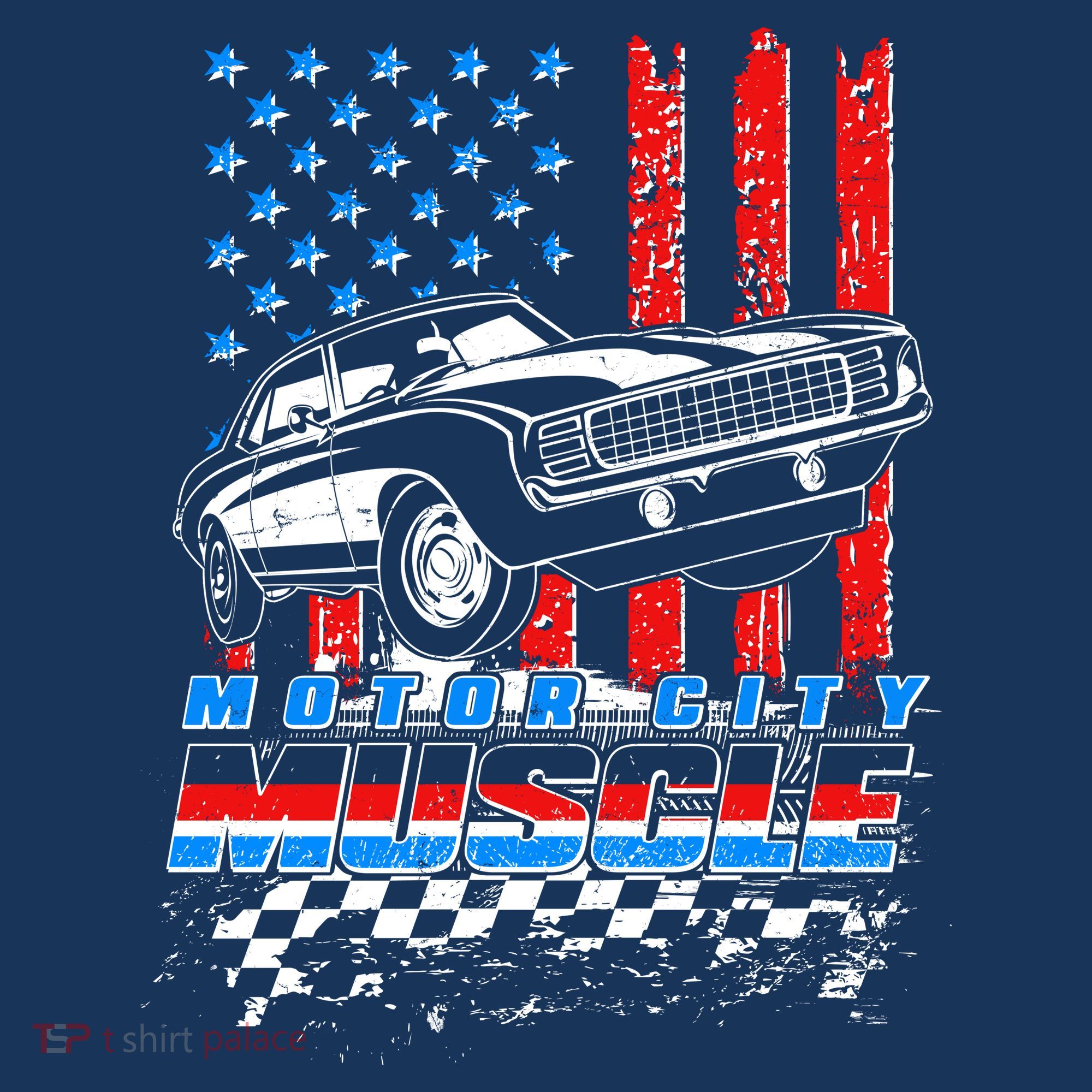 Motor City Muscle American USA Flag Muscle Car Fan Women's Tank Top