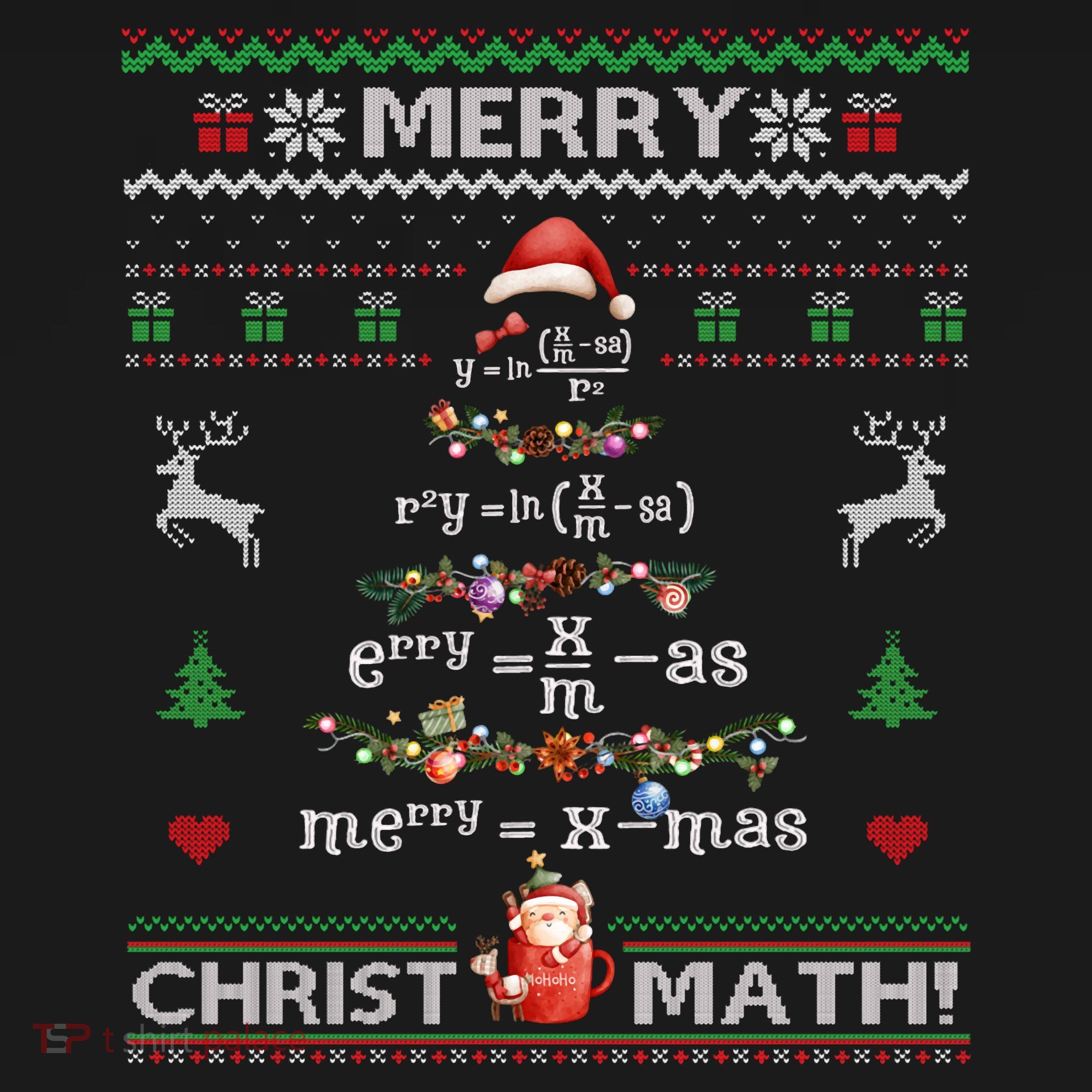 Merry Christmath Math Christmas Tree Ugly Sweater Teacher Doggie Tank