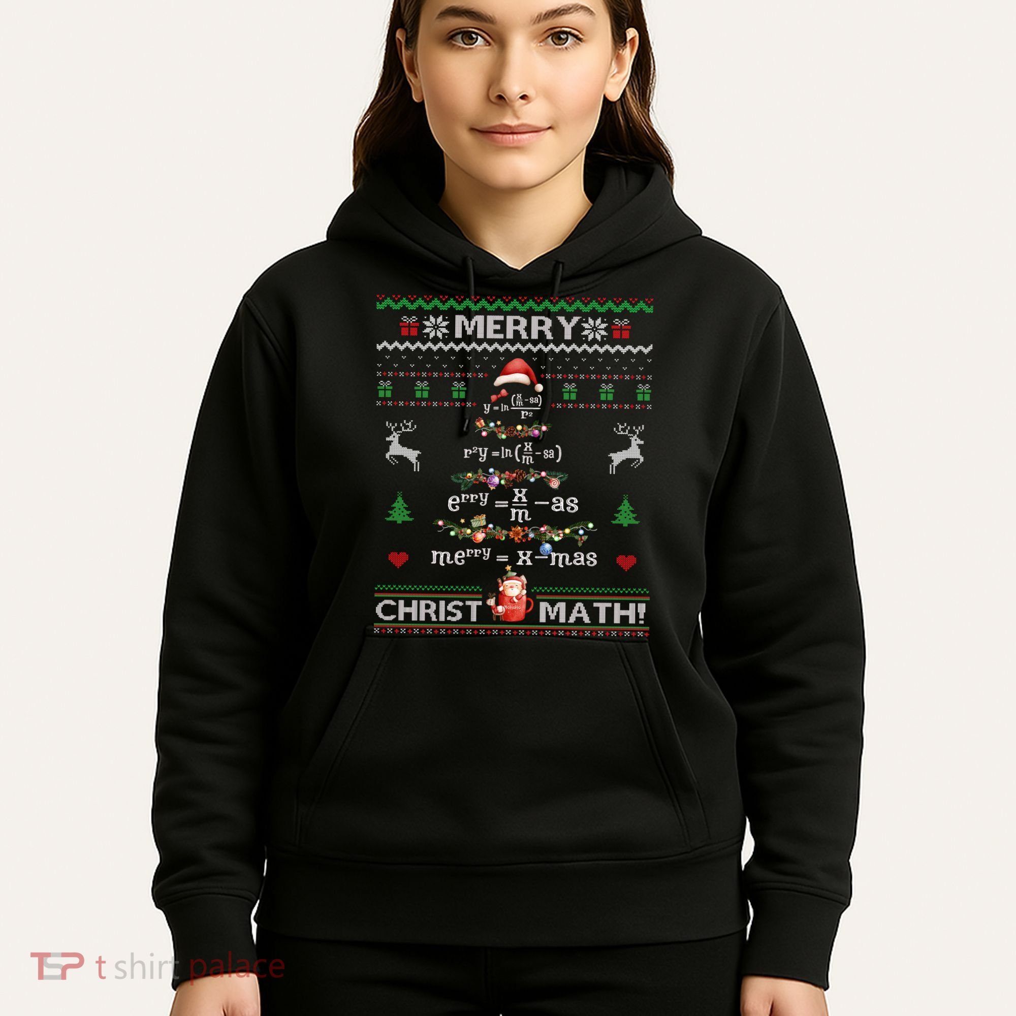Merry Christmath Math Christmas Tree Ugly Sweater Teacher Hoodie
