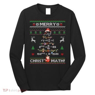 Merry Christmath Math Christmas Tree Ugly Sweater Teacher Long Sleeve Shirt