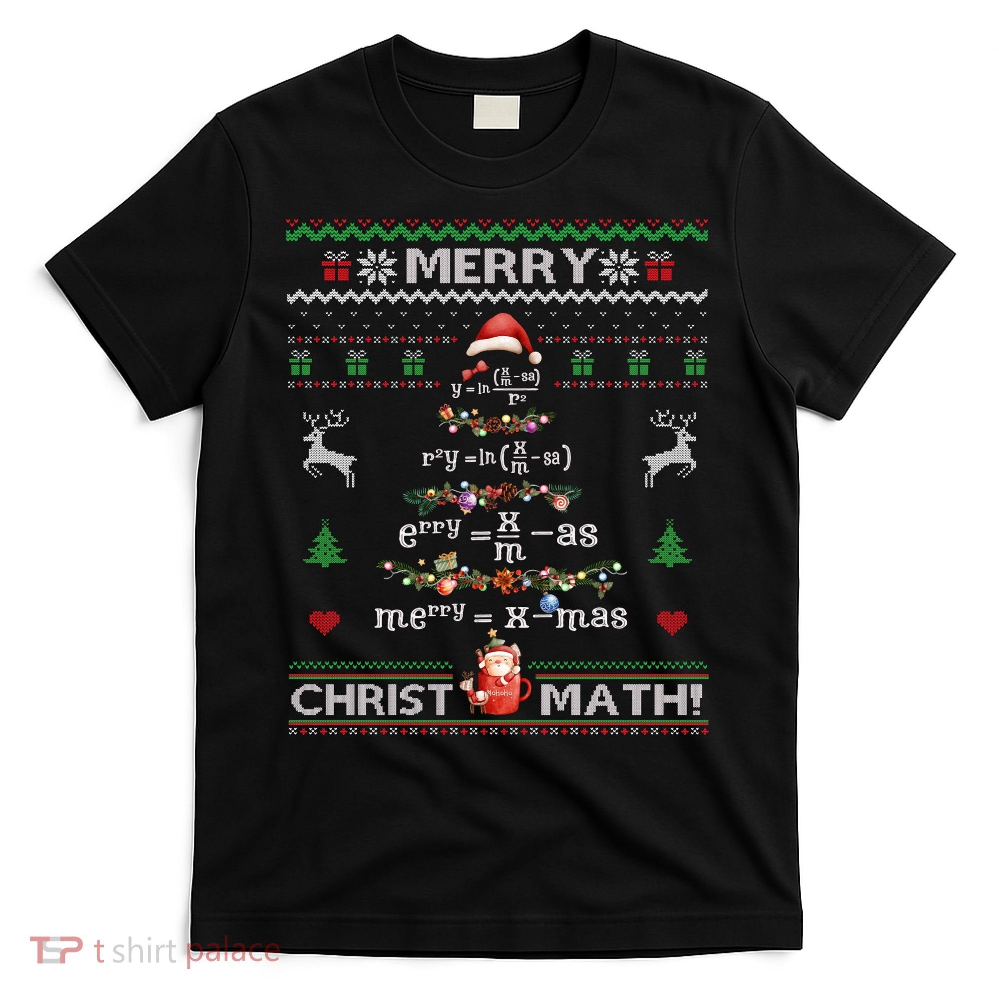 Merry Christmath Math Christmas Tree Ugly Sweater Teacher T-Shirt