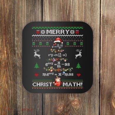 Merry Christmath Math Christmas Tree Ugly Sweater Teacher Coaster