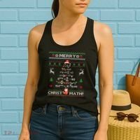 Merry Christmath Math Christmas Tree Ugly Sweater Teacher Women's Tank Top thumb 2