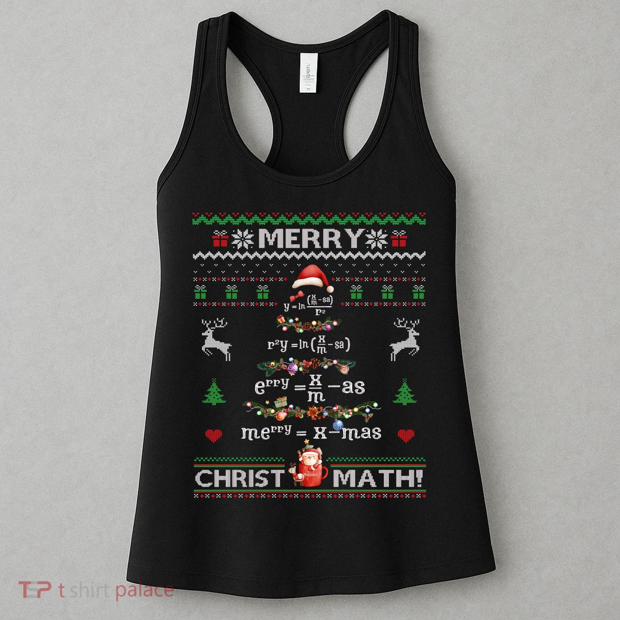 Merry Christmath Math Christmas Tree Ugly Sweater Teacher Women's Tank Top