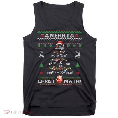 Merry Christmath Math Christmas Tree Ugly Sweater Teacher Tank Top