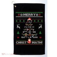 Merry Christmath Math Christmas Tree Ugly Sweater Teacher Golf Towel thumb 0